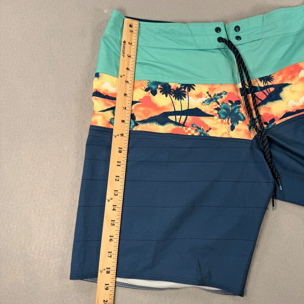 Billabong Recycler Tribong Pro Board Shorts Mens 36 Blue Green Tropical Sunset